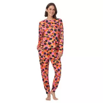 Женский уютный комплект из двух предметов: пижамный топ с длинными рукавами и пижамные штаны Beauty Sleep Social, цвет get spooky