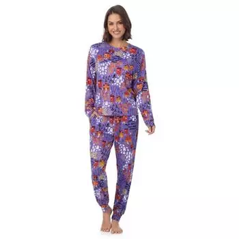 Женский уютный комплект из двух предметов: пижамный топ с длинными рукавами и пижамные штаны Beauty Sleep Social, цвет haunted house