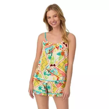 Женский уютный комплект пижамы: топ и шорты Beauty Sleep Social, цвет vacay vibes