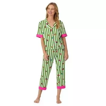 Женский уютный пижамный комплект из топа и укороченных пижамных штанов с вырезом Beauty Sleep Social, цвет flutter away