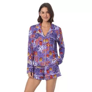 Женский уютный пижамный комплект с длинными рукавами и пижамными трусами-боксерами Beauty Sleep Social, цвет haunted house