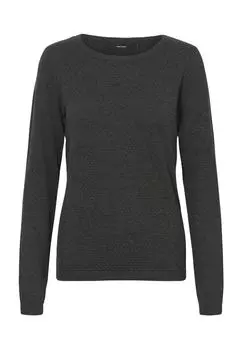 Женский вафельный свитер с круглым вырезом VERO MODA, цвет 178996 Dark Grey