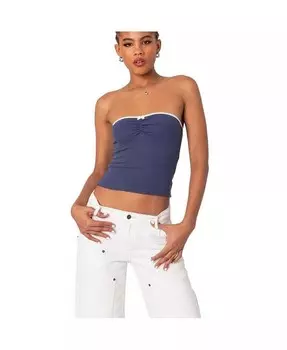 Женский вафельный топ без бретелек Kacey Edikted, синий