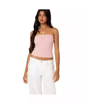 Женский вафельный топ без бретелек Kacey Edikted, розовый