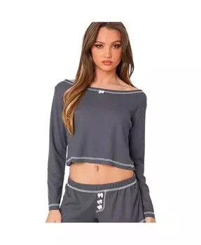 Женский вафельный топ с узором Peoni Edikted, синий