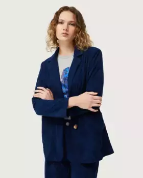 Женский вельветовый пиджак на пуговицах Compaa Fantstica, темно-синий