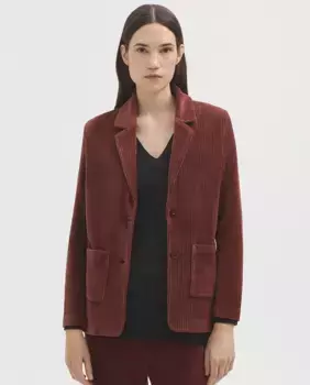 Женский вельветовый пиджак с накладными карманами Nice Things, гранатовый