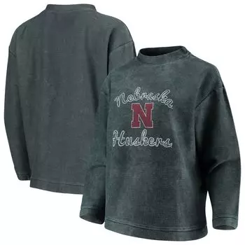Женский вельветовый свитшот с круглым вырезом Concepts Sport Charcoal Nebraska Huskers Jetway, минеральная стирка