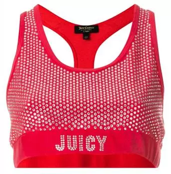Женский велюровый спортивный бюстгальтер красного цвета Juicy Couture