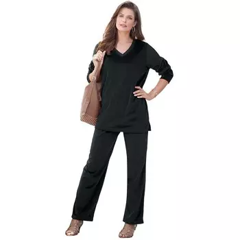 Женский велюровый спортивный комплект больших размеров Roaman's, черный