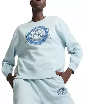 Женский винтажный спортивный свитшот с круглым вырезом Puma, синий