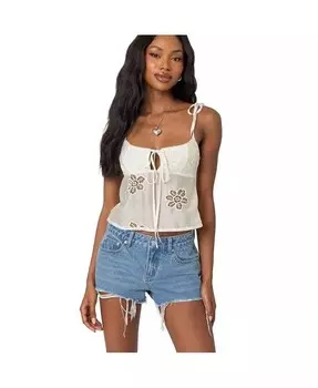 Женский воздушный топ с вышивкой Edikted, белый