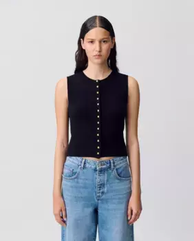 Женский вязаный безрукавный кардиган на пуговицах Claudie Pierlot, черный