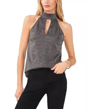 Женский вязаный блестящий топ с бретелью через шею 1.STATE, черный