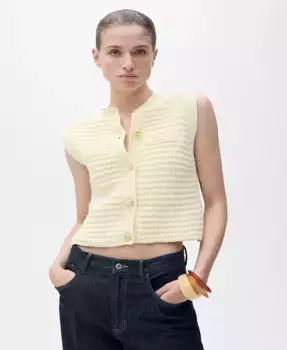 Женский вязаный кардиган с декоративными пуговицами MANGO, желтый