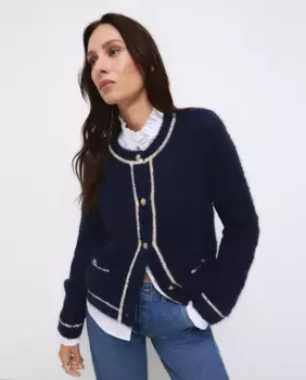 Женский вязаный кардиган с круглым вырезом Tintoretto, темно-синий