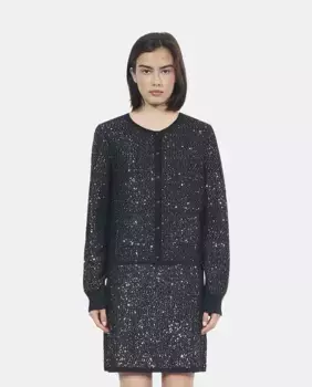 Женский вязаный кардиган с пайетками The Kooples, черный