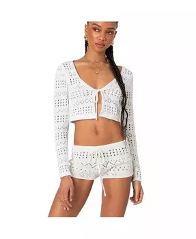 Женский вязаный кардиган с завязкой спереди Betsy Edikted, белый