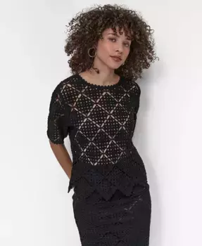 Женский вязаный короткий кардиган DKNY, черный
