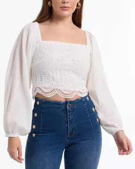 Женский вязаный крючком топ BEBE Body Woven, белый