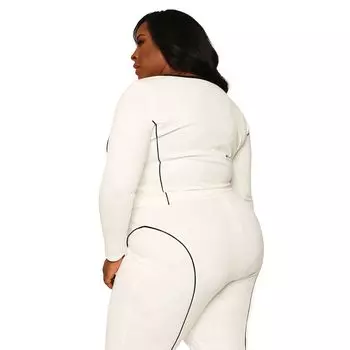 Женский вязаный мото топ Coco больших размеров с квадратным вырезом на молнии и понте Poetic Justice, черный