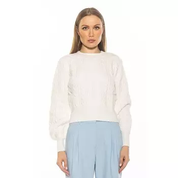 Женский вязаный свитер ALEXIA ADMOR Berli с круглым вырезом и объемными рукавами, цвет Ivory