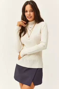 Женский вязаный свитер цвета экрю с зигзагообразным узором Fisherman Olalook