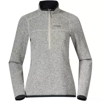 Женский вязаный свитер Kamphaug с полумолнией до половины Bergans, бежевый