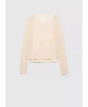 Женский вязаный свитер контрастного цвета MANGO, бежевый