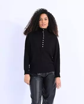 Женский вязаный свитер на кнопках Lili Sidonio, черный