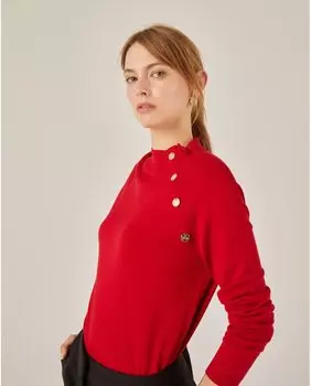 Женский вязаный свитер с боковыми пуговицами Niza, красный