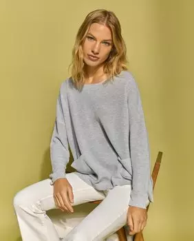 Женский вязаный свитер с карманами Southern Cotton, светло-серый