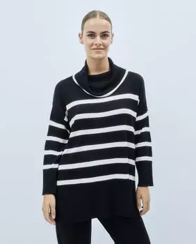 Женский вязаный свитер с круглым вырезом Couchel, темно-синий