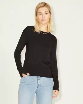 Женский вязаный свитер с круглым вырезом Jack & Jones, черный