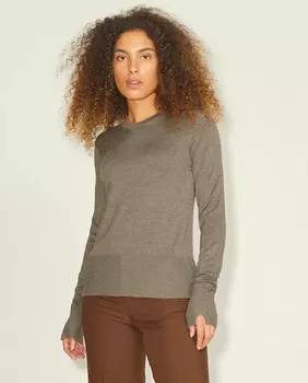 Женский вязаный свитер с круглым вырезом Jack & Jones, серый