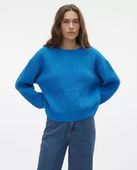 Женский вязаный свитер с круглым вырезом Vero Moda, синий