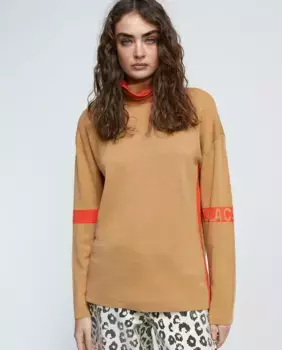 Женский вязаный свитер с логотипом Lola Casademunt, коричневый