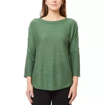 Женский вязаный свитер с пуговицами Melissa Paige, цвет myrtle