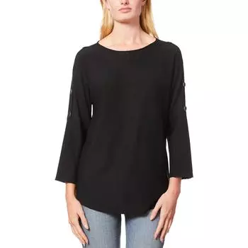 Женский вязаный свитер с пуговицами Melissa Paige, угольно-черный