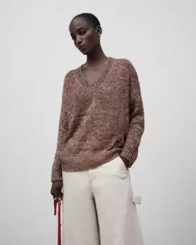 Женский вязаный свитер с V-образным вырезом Adolfo Dominguez, мультиколор