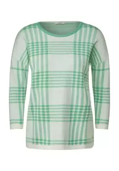 Женский вязаный свитер в клетку CECIL, цвет Celery Green