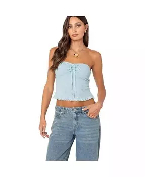 Женский вязаный топ без рукавов с кружевом Edikted, синий