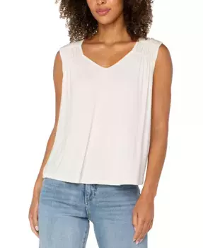 Женский вязаный топ без рукавов с плиссированными деталями Liverpool Los Angeles, белый