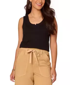 Женский вязаный топ без рукавов с V-образным вырезом Democracy, черный