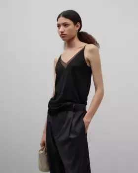 Женский вязаный топ из шерсти мериноса и шелка Adolfo Dominguez, черный