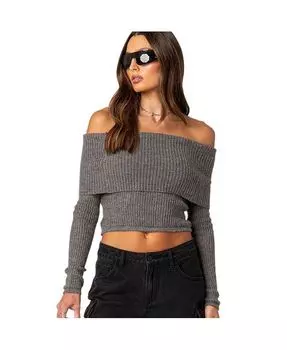 Женский вязаный топ Lili со складками Edikted, серый