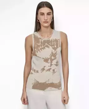 Женский вязаный топ с цветочным принтом DKNY, коричневый