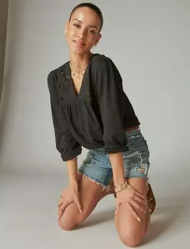 Женский вязаный топ с цветочным принтом Lucky Brand, цвет Natural