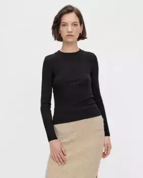 Женский вязаный топ с длинными рукавами Pieces, черный