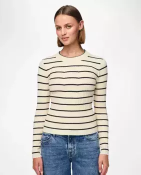 Женский вязаный топ с длинными рукавами Pieces, белый